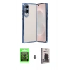 MARSİLYAN™- Galaxy S25 Edge Kılıf Vadi Minimal - Siyah Bilvis Hayalet Cam Ekran Koruyucu + Raze Metal Kamera Lens - SH