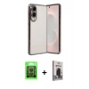 MARSİLYAN™- Galaxy S25 Edge Kılıf Vadi Minimal - Siyah Bilvis Hayalet Cam Ekran Koruyucu + Raze Metal Kamera Lens - SH