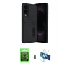 MARSİLYAN™- Galaxy S25 Edge Kılıf Yörünge Işık Serisi - Siyah 3D Antistatik Seramik Nano Ekran Koruyucu + Raze Metal Kamera Lens - SH
