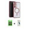 MARSİLYAN™- Galaxy S25 Edge Kılıf Zirve Doku Prime - Şeffaf Pasifik Cam Ekran Koruyucu + Raze Metal Kamera Lens - GS