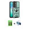 MARSİLYAN™- Galaxy S25 FE Kılıf Ahenk Klasik - Siyah 3D Antistatik Seramik Nano Ekran Koruyucu + Raze Metal Kamera Lens - PE