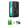 MARSİLYAN™- Galaxy S25 FE Kılıf Ahenk Klasik - Siyah 3D Antistatik Seramik Nano Ekran Koruyucu + Raze Metal Kamera Lens - PE