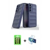 MARSİLYAN™- Galaxy S25 FE Kılıf Atlas Koleksiyonu - Siyah 3D Antistatik Seramik Nano Ekran Koruyucu + Raze Metal Kamera Lens - PE