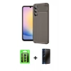 MARSİLYAN™- Galaxy S25 FE Kılıf Eksen Form Prime - Siyah 3D Antistatik Hayalet Cam Ekran Koruyucu + Raze Metal Kamera Lens - LT