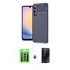 MARSİLYAN™- Galaxy S25 FE Kılıf Eksen Form Prime - Siyah 3D Antistatik Hayalet Cam Ekran Koruyucu + Raze Metal Kamera Lens - LT