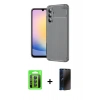 MARSİLYAN™- Galaxy S25 FE Kılıf Eksen Form Prime - Siyah 3D Antistatik Hayalet Cam Ekran Koruyucu + Raze Metal Kamera Lens - LT