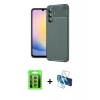 MARSİLYAN™- Galaxy S25 FE Kılıf Eksen Form Prime - Siyah 3D Antistatik Seramik Nano Ekran Koruyucu + Raze Metal Kamera Lens - YL