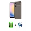 MARSİLYAN™- Galaxy S25 FE Kılıf Eksen Form Prime - Siyah 3D Antistatik Seramik Nano Ekran Koruyucu + Raze Metal Kamera Lens - YL