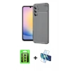 MARSİLYAN™- Galaxy S25 FE Kılıf Eksen Form Prime - Siyah 3D Antistatik Seramik Nano Ekran Koruyucu + Raze Metal Kamera Lens - YL