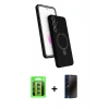MARSİLYAN™- Galaxy S25 FE Kılıf İz Işık Koleksiyonu - Siyah 3D Antistatik Hayalet Cam Ekran Koruyucu + Raze Metal Kamera Lens - YL