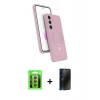 MARSİLYAN™- Galaxy S25 FE Kılıf İz Işık Koleksiyonu - Siyah 3D Antistatik Hayalet Cam Ekran Koruyucu + Raze Metal Kamera Lens - YL