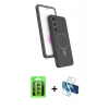 MARSİLYAN™- Galaxy S25 FE Kılıf İz Işık Koleksiyonu - Siyah 3D Antistatik Seramik Nano Ekran Koruyucu + Raze Metal Kamera Lens - YL