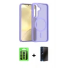 MARSİLYAN™- Galaxy S25 FE Kılıf Siluet Minimal Prime - Siyah 3D Antistatik Hayalet Cam Ekran Koruyucu + Raze Metal Kamera Lens - LT