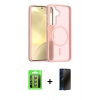 MARSİLYAN™- Galaxy S25 FE Kılıf Siluet Minimal Prime - Siyah 3D Antistatik Hayalet Cam Ekran Koruyucu + Raze Metal Kamera Lens - PE