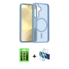 MARSİLYAN™- Galaxy S25 FE Kılıf Siluet Minimal Prime - Siyah 3D Antistatik Seramik Nano Ekran Koruyucu + Raze Metal Kamera Lens - YL