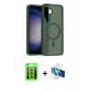 MARSİLYAN™- Galaxy S25 FE Kılıf Siluet Minimal Prime - Siyah 3D Antistatik Seramik Nano Ekran Koruyucu + Raze Metal Kamera Lens - YL