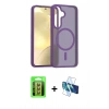 MARSİLYAN™- Galaxy S25 FE Kılıf Siluet Minimal Prime - Siyah 3D Antistatik Seramik Nano Ekran Koruyucu + Raze Metal Kamera Lens - KI