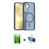 MARSİLYAN™- Galaxy S25 FE Kılıf Siluet Minimal Prime - Siyah 3D Antistatik Seramik Nano Ekran Koruyucu + Raze Metal Kamera Lens - YL