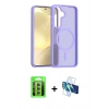 MARSİLYAN™- Galaxy S25 FE Kılıf Siluet Minimal Prime - Siyah 3D Antistatik Seramik Nano Ekran Koruyucu + Raze Metal Kamera Lens - YL