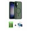MARSİLYAN™- Galaxy S25 FE Kılıf Siluet Minimal Prime - Siyah 3D Antistatik Seramik Nano Ekran Koruyucu + Raze Metal Kamera Lens - PE