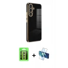 MARSİLYAN™- Galaxy S25 FE Kılıf Yankı Serisi - Siyah 3D Antistatik Seramik Nano Ekran Koruyucu + Raze Metal Kamera Lens - PE