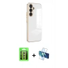 MARSİLYAN™- Galaxy S25 FE Kılıf Yankı Serisi - Siyah 3D Antistatik Seramik Nano Ekran Koruyucu + Raze Metal Kamera Lens - PE