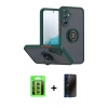 MARSİLYAN™- Galaxy S25 FE Kılıf Yörünge Çizgi - Siyah 3D Antistatik Hayalet Cam Ekran Koruyucu + Raze Metal Kamera Lens - YL