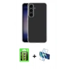 MARSİLYAN™- Galaxy S25 FE Kılıf Zirve Doku - Siyah 3D Antistatik Seramik Nano Ekran Koruyucu + Raze Metal Kamera Lens - PE