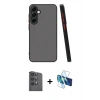MARSİLYAN™- Galaxy S25 Kılıf Ahenk Çizgi Serisi - Siyah 3D Antistatik Cam Ekran Koruyucu + Raze Metal Kamera Lens - SH