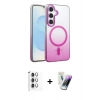 MARSİLYAN™- Galaxy S25 Kılıf Ahenk Doku Özel Seri - Şeffaf Pasifik Cam Ekran Koruyucu + Raze Metal Kamera Lens - GS