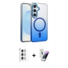 MARSİLYAN™- Galaxy S25 Kılıf Ahenk Doku Özel Seri - Şeffaf Pasifik Cam Ekran Koruyucu + Raze Metal Kamera Lens - GS