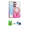 MARSİLYAN™- Galaxy S25 Kılıf Ahenk Doku Özel Seri - Siyah 3D Antistatik Seramik Nano Ekran Koruyucu + Raze Metal Kamera Lens - MI