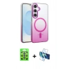 MARSİLYAN™- Galaxy S25 Kılıf Ahenk Doku Özel Seri - Siyah 3D Antistatik Seramik Nano Ekran Koruyucu + Raze Metal Kamera Lens - MI