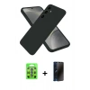 MARSİLYAN™- Galaxy S25 Kılıf Ahenk Serisi - Siyah 3D Antistatik Hayalet Cam Ekran Koruyucu + Raze Metal Kamera Lens - MI