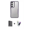 MARSİLYAN™- Galaxy S25 Kılıf Akış Çizgi Koleksiyonu - Şeffaf Pasifik Cam Ekran Koruyucu + Raze Metal Kamera Lens - SH