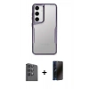 MARSİLYAN™- Galaxy S25 Kılıf Akış Çizgi Koleksiyonu - Siyah 3D Antistatik Hayalet Cam Ekran Koruyucu + Raze Metal Kamera Lens - SH