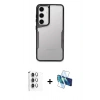 MARSİLYAN™- Galaxy S25 Kılıf Akış Çizgi Koleksiyonu - Siyah 3D Antistatik Seramik Nano Ekran Koruyucu + Raze Metal Kamera Lens - GS