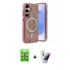 MARSİLYAN™- Galaxy S25 Kılıf Eksen Çizgi - Şeffaf Pasifik Cam Ekran Koruyucu + Raze Metal Kamera Lens - MI
