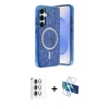 MARSİLYAN™- Galaxy S25 Kılıf Eksen Çizgi - Siyah 3D Antistatik Seramik Nano Ekran Koruyucu + Raze Metal Kamera Lens - GS