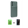 MARSİLYAN™- Galaxy S25 Kılıf Eksen Form Prime - Siyah 3D Antistatik Hayalet Cam Ekran Koruyucu + Raze Metal Kamera Lens - MI