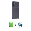MARSİLYAN™- Galaxy S25 Kılıf Eksen Form Prime - Siyah 3D Antistatik Seramik Nano Ekran Koruyucu + Raze Metal Kamera Lens - MI