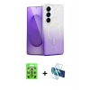 MARSİLYAN™- Galaxy S25 Kılıf Eksen Minimal Özel Seri - Siyah 3D Antistatik Cam Ekran Koruyucu + Raze Metal Kamera Lens - MI