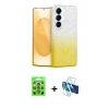 MARSİLYAN™- Galaxy S25 Kılıf Eksen Minimal Özel Seri - Siyah 3D Antistatik Cam Ekran Koruyucu + Raze Metal Kamera Lens - MI