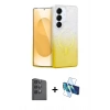 MARSİLYAN™- Galaxy S25 Kılıf Eksen Minimal Özel Seri - Siyah 3D Antistatik Cam Ekran Koruyucu + Raze Metal Kamera Lens - SH