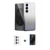 MARSİLYAN™- Galaxy S25 Kılıf Eksen Minimal Özel Seri - Siyah 3D Antistatik Hayalet Cam Ekran Koruyucu + Raze Metal Kamera Lens - GS