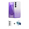 MARSİLYAN™- Galaxy S25 Kılıf Eksen Minimal Özel Seri - Siyah 3D Antistatik Seramik Nano Ekran Koruyucu + Gümüş Raze Metal Kamera Lens