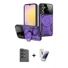 MARSİLYAN™- Galaxy S25 Kılıf Kıvılcım Modern Serisi - Şeffaf Pasifik Cam Ekran Koruyucu + Raze Metal Kamera Lens - SH