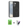MARSİLYAN™- Galaxy S25 Kılıf Siluet Doku Özel Seri - Şeffaf Pasifik Cam Ekran Koruyucu + Raze Metal Kamera Lens - MI