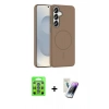 MARSİLYAN™- Galaxy S25 Kılıf Siluet Doku Özel Seri - Şeffaf Pasifik Cam Ekran Koruyucu + Raze Metal Kamera Lens - MI
