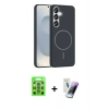 MARSİLYAN™- Galaxy S25 Kılıf Siluet Doku Özel Seri - Şeffaf Pasifik Cam Ekran Koruyucu + Raze Metal Kamera Lens - MI
